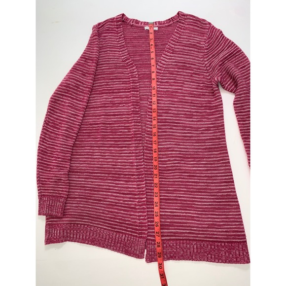 Maurices Women's Open Front Cardigan Sweater Pink White Stripe Size L - Picture 5 of 8